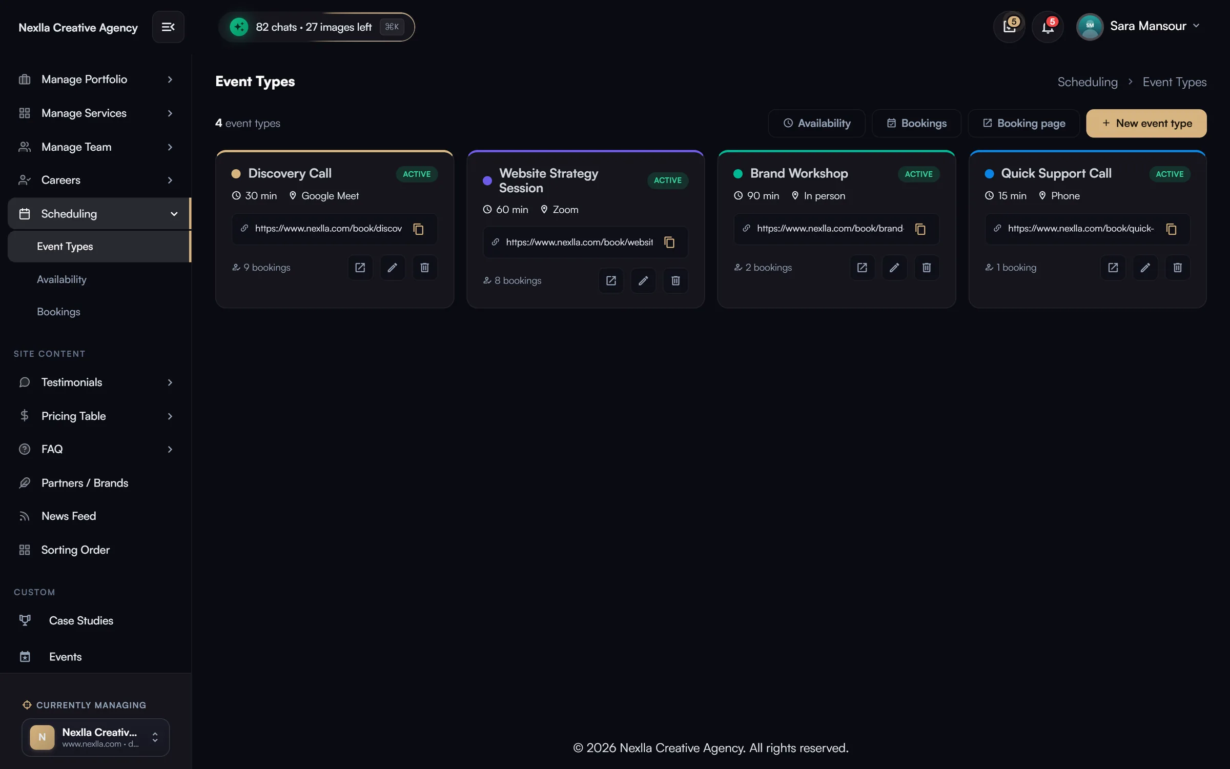 Scheduling: event types